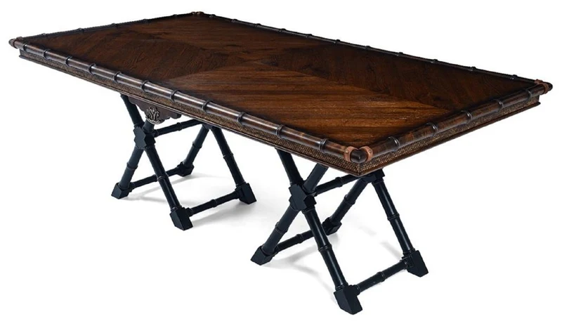 Casa Padrino Luxus Vintage Stil Esstisch Braun / Schwarz 215 x 108 x H. 78 cm - Rechteckiger Massivholz Esszimmertisch - Esszimmer Möbel - Massivholz Möbel - Vintage Stil Möbel - Luxus Möbel