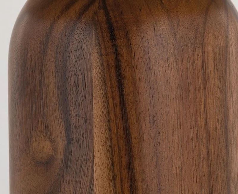 Casa Padrino Luxus Tischleuchte Braun / Antik Messing / Weiß Ø 40,6 x H. 66 cm - Elegante Massivholz Tischlampe mit rundem Leinen Lampenschirm