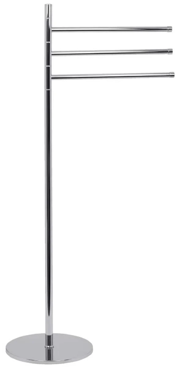 Casa Padrino Luxus Badezimmer Handtuchhalter Silber Ø 24 x 33,5 x H. 94 cm - Freistehender Messing Handtuchhalter - Badezimmer Möbel - Hotel Möbel - Luxus Qualität - Made in Italy