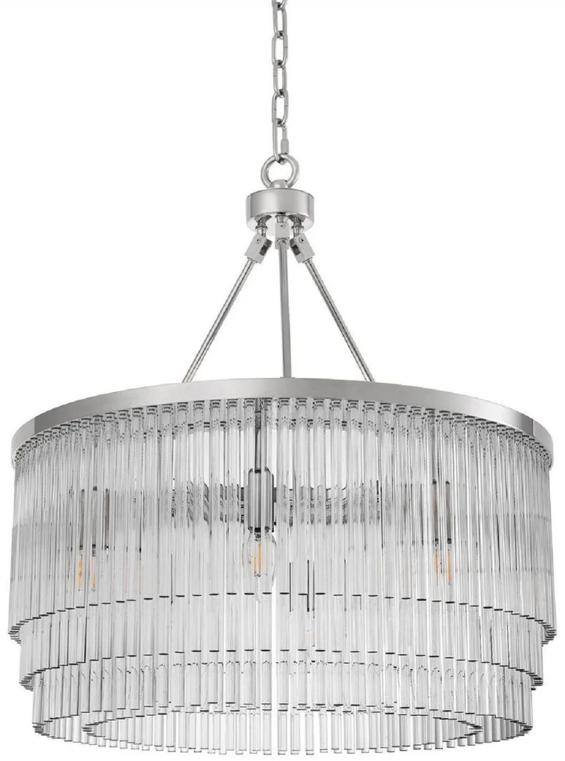 Casa Padrino Luxus Kronleuchter Silber Ø 60 x H. 68 cm - Edler Wohnzimmer Kronleuchter - Luxus Qualität
