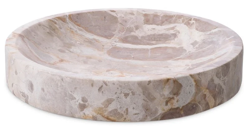 Casa Padrino Luxus Deko Marmor Schale Braun Ø 30,5 x H. 5,5 cm - Runde Obstschale - Esstisch Deko - Deko Accessoires - Luxus Accessoires - Luxus Qualität