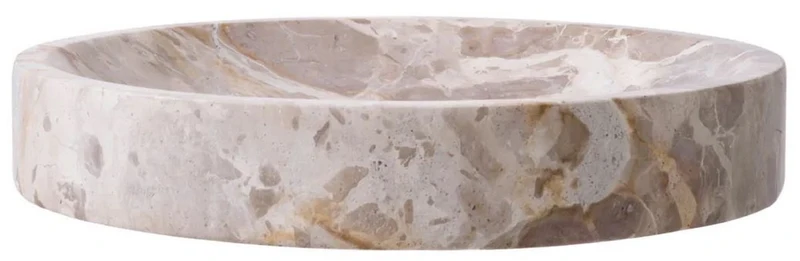 Casa Padrino Luxus Deko Marmor Schale Braun Ø 30,5 x H. 5,5 cm - Runde Obstschale - Esstisch Deko - Deko Accessoires - Luxus Accessoires - Luxus Qualität