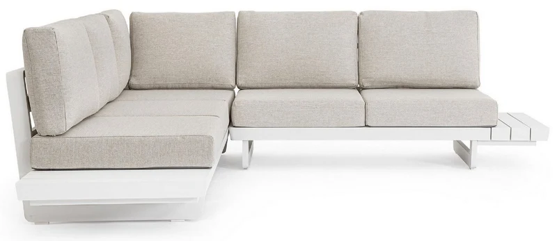 Casa Padrino Luxus Garten Ecksofa Grau / Weiß H. 80 cm - Modulares Garten Sofa - Terrassen Sofa - Garten Möbel - Terrassen Möbel - Outdoor Möbel - Hotel Möbel - Luxus Möbel