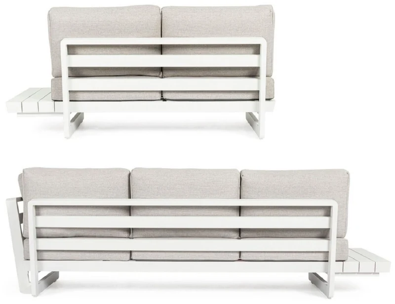 Casa Padrino Luxus Garten Ecksofa Grau / Weiß H. 80 cm - Modulares Garten Sofa - Terrassen Sofa - Garten Möbel - Terrassen Möbel - Outdoor Möbel - Hotel Möbel - Luxus Möbel