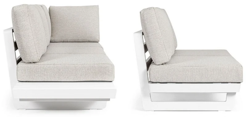 Casa Padrino Luxus Garten Ecksofa Grau / Weiß H. 80 cm - Modulares Garten Sofa - Terrassen Sofa - Garten Möbel - Terrassen Möbel - Outdoor Möbel - Hotel Möbel - Luxus Möbel