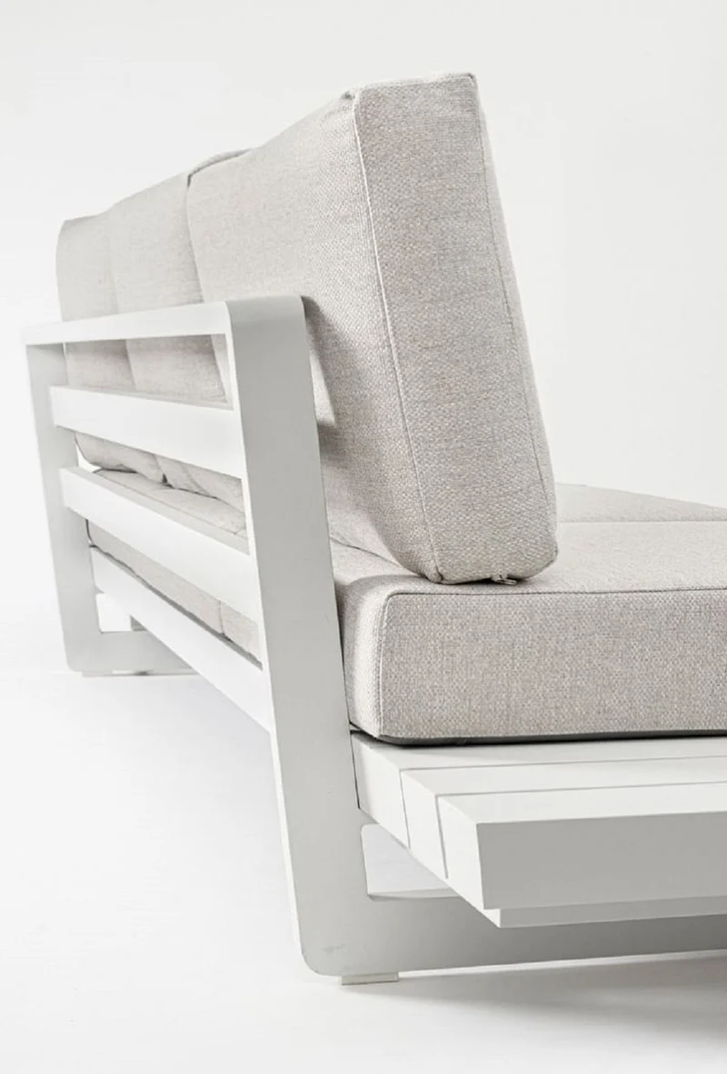 Casa Padrino Luxus Garten Ecksofa Grau / Weiß H. 80 cm - Modulares Garten Sofa - Terrassen Sofa - Garten Möbel - Terrassen Möbel - Outdoor Möbel - Hotel Möbel - Luxus Möbel