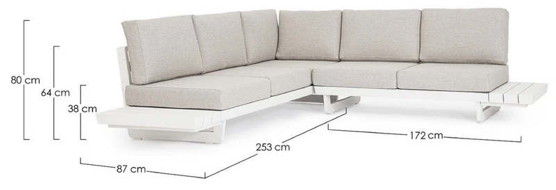 Casa Padrino Luxus Garten Ecksofa Grau / Weiß H. 80 cm - Modulares Garten Sofa - Terrassen Sofa - Garten Möbel - Terrassen Möbel - Outdoor Möbel - Hotel Möbel - Luxus Möbel