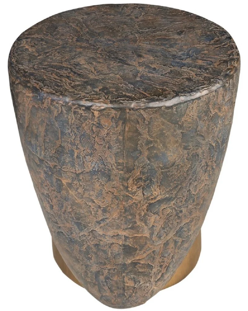 Casa Padrino Designer Hocker Antik Kupfer / Messing Ø 41 x H. 48,5 cm - Runder Sitzhocker aus Glasfaserverstärktem Beton - Luxus Möbel