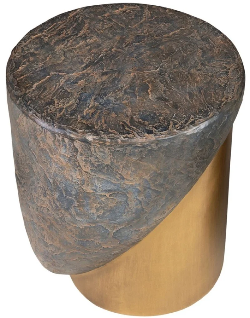 Casa Padrino Designer Hocker Antik Kupfer / Messing Ø 41 x H. 48,5 cm - Runder Sitzhocker aus Glasfaserverstärktem Beton - Luxus Möbel