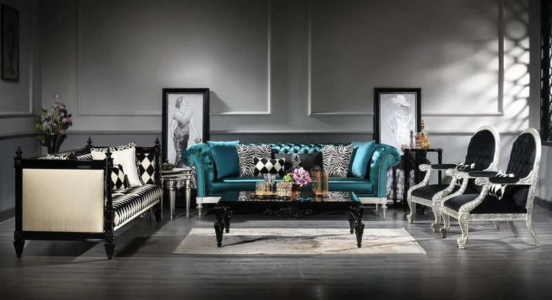 Casa Padrino Luxus Barock Couchtisch Schwarz 144 x 98 x H. 46 cm - Barockstil Wohnzimmertisch mit Glasplatte - Barockmöbel