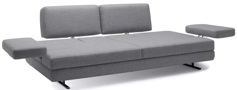 Casa Padrino Luxus Wohnzimmer Sofa mit umklappbaren Armlehnen Grau 218 x 108 x H. 81 cm - Luxus Möbel