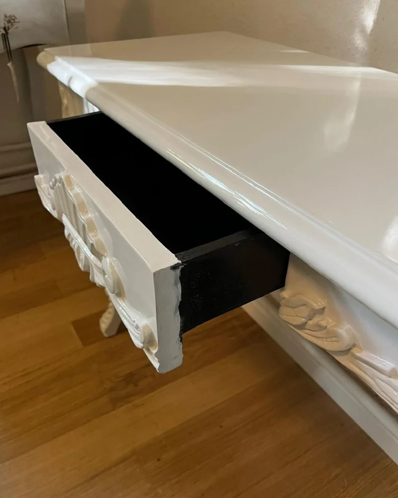 Casa Padrino Barock Konsole Weiß - Handgefertigter Konsolentisch mit Schublade - Massivholz Möbel im Barockstil - Barock Möbel - Edel & Prunkvoll