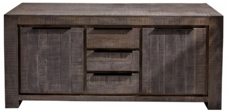 Casa Padrino Landhausstil Sideboard Grau 175 x 50 x H. 76 cm - Massivholz Schrank mit 2 Türen und 3 Schubladen - Wohnzimmer Möbel