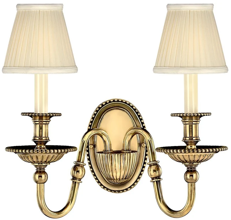 Casa Padrino Barock Doppel Messing Wandleuchte 34,5 x 19,5 x H. 27,5 cm - Prunkvolle Hotel & Restaurant Wandlampe im Barockstil - Luxus Qualität