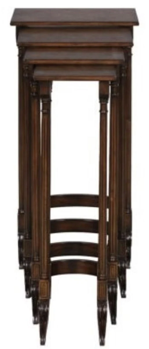 Casa Padrino Luxus Beistelltisch Braun / Dunkelbraun 37 x 34 x H. 73 cm - Ausziehbarer Mahagoni Tisch