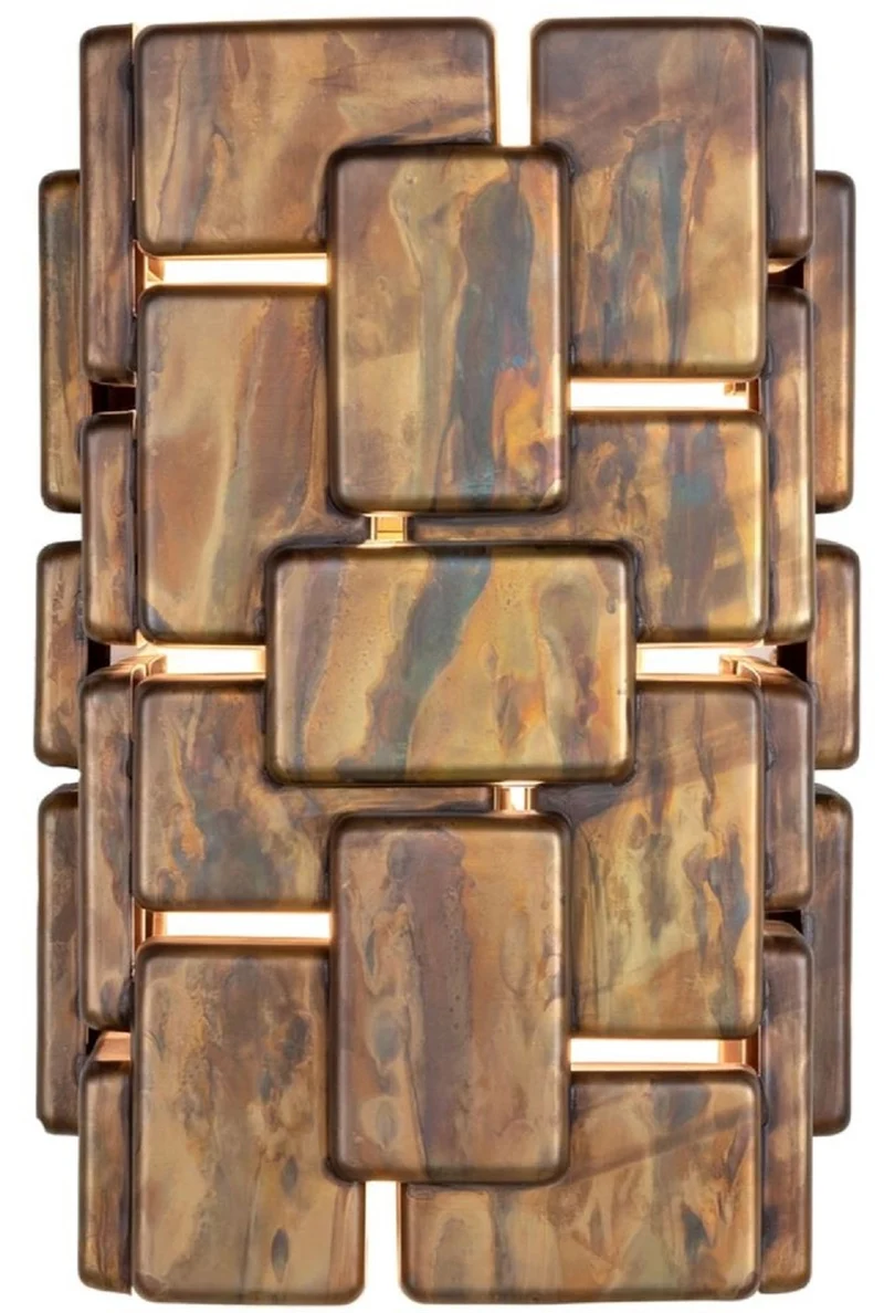 Casa Padrino Designer Wandleuchte oxidiertes Messing 25 x 21 x H. 36 cm - Luxus Kollektion