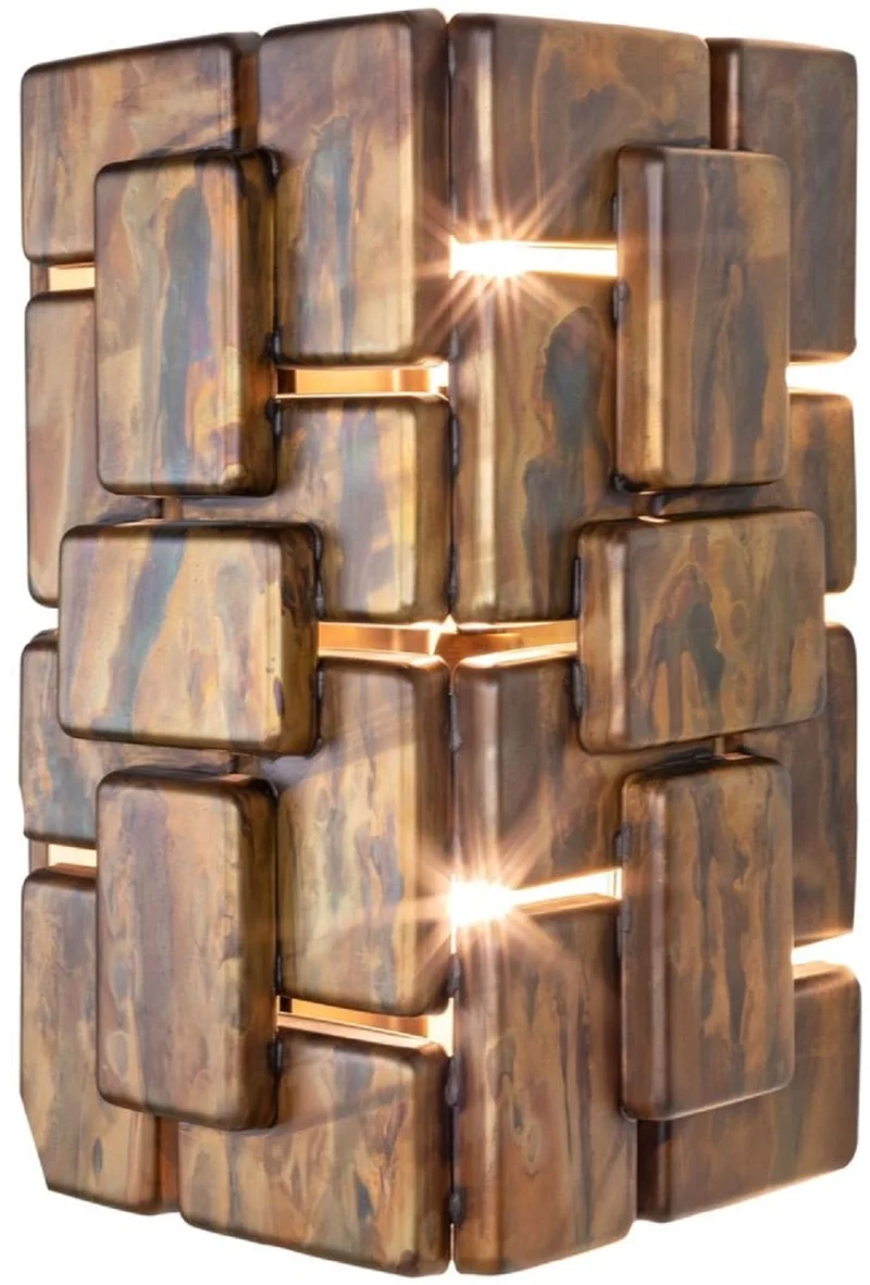 Casa Padrino Designer Wandleuchte oxidiertes Messing 25 x 21 x H. 36 cm - Luxus Kollektion
