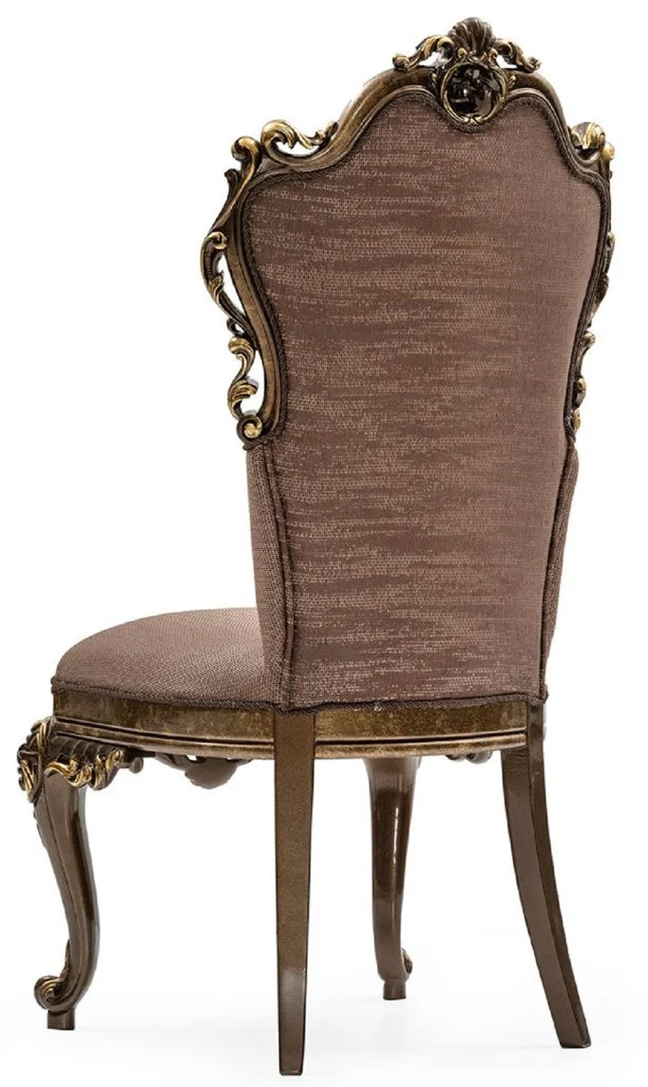 Casa Padrino Luxus Barock Esszimmer Stuhl 6er Set Grau / Braun / Gold - Prunkvolle Barockstil Küchen Stühle - Luxus Esszimmer Möbel im Barockstil - Barock Esszimmer Möbel - Barockstil Möbel