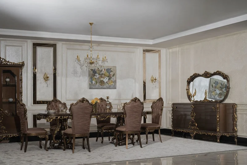 Casa Padrino Luxus Barock Esszimmer Stuhl 6er Set Grau / Braun / Gold - Prunkvolle Barockstil Küchen Stühle - Luxus Esszimmer Möbel im Barockstil - Barock Esszimmer Möbel - Barockstil Möbel