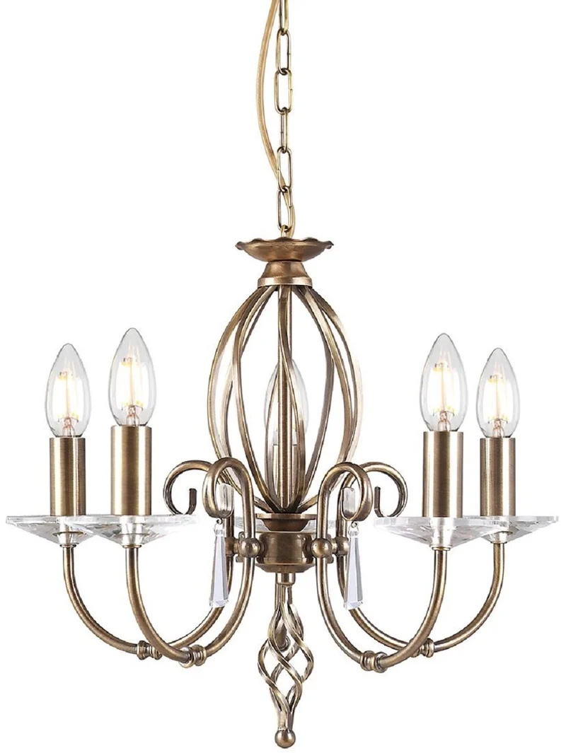Casa Padrino Barock Kronleuchter Antik Messing Ø 48 x H. 42 cm - Elegante Wohnzimmer Kronleuchter - Kronleuchter im Barockstil
