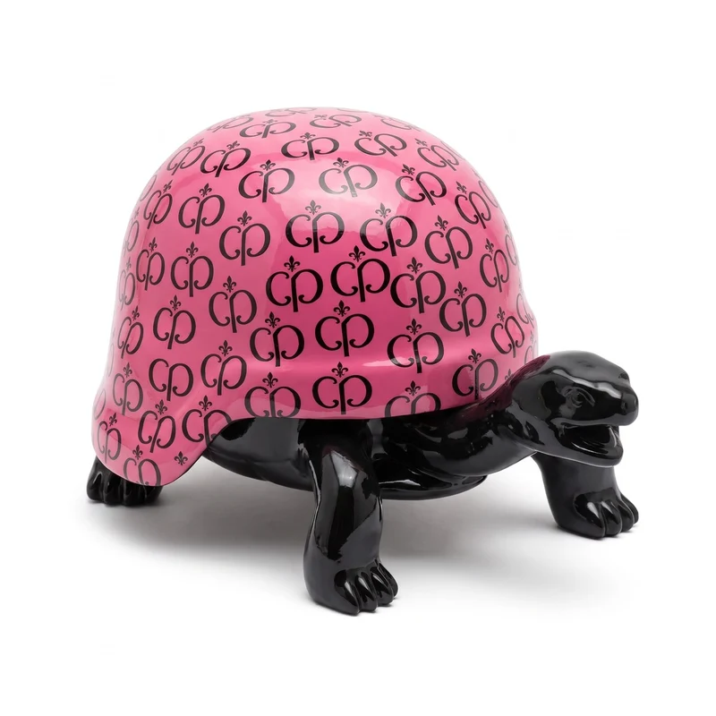 Casa Padrino Luxus Deko Figur Schildkröte Schwarz / Pink 40 cm - Deko Skulptur