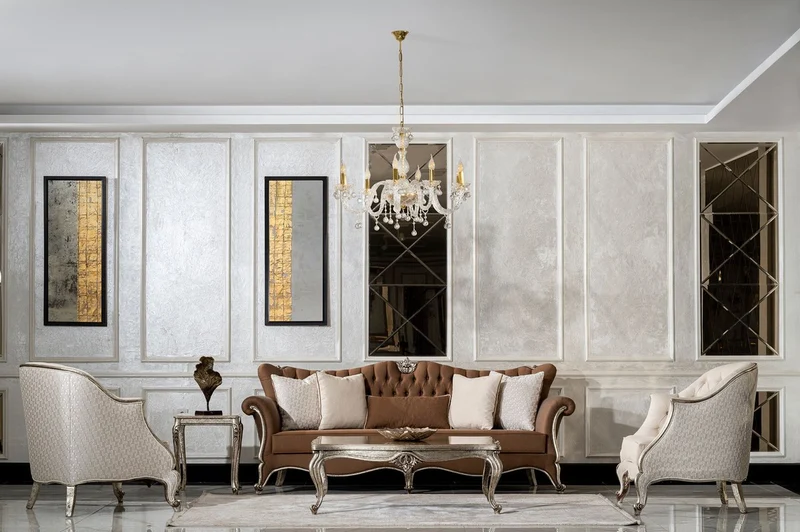 Casa Padrino Luxus Barock Wohnzimmer Sofa Braun / Antik Silber - Handgefertigtes Barockstil Sofa mit dekorativen Kissen - Luxus Wohnzimmer Möbel im Barockstil - Barock Möbel - Edel & Prunkvoll
