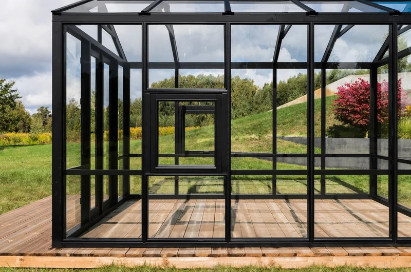 Casa Padrino Luxus Gartenhaus Schwarz 400 x 300 x H. 276,2 cm - Massivholz Garten Haus mit Glasfenstern und Glastüren - Gewächshaus - Luxus Gartenhäuser - Luxus Gewächshäuser