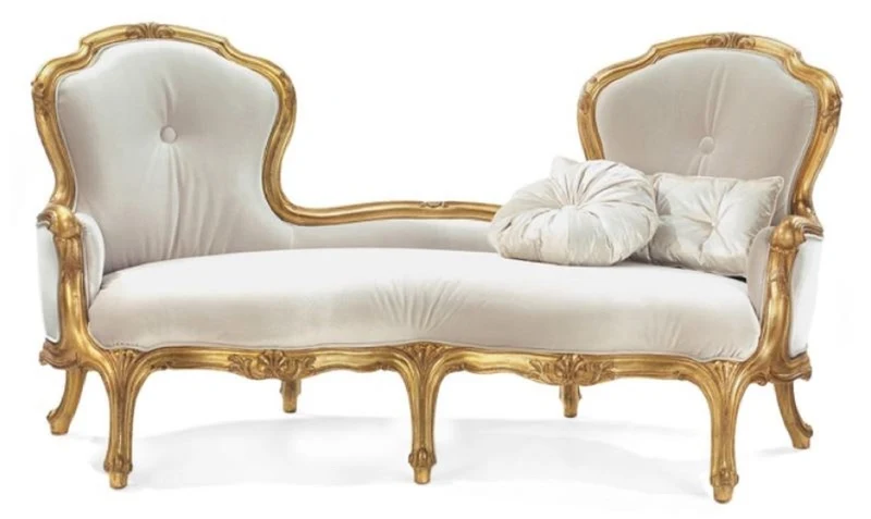 Casa Padrino Luxus Barock Sofa Grau / Gold - Prunkvolles Barockstil Wohnzimmer Sofa - Luxus Wohnzimmer Möbel im Barockstil - Barock Möbel - Luxus Qualität - Made in Italy
