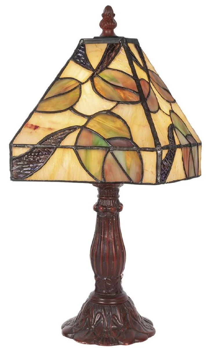 Casa Padrino Luxus Tiffany Hockerleuchte Mehrfarbig 15 x 15 x H. 34 cm - Tiffany Schreibtischleuchte - Tiffany Tischleuchte - Luxus Interior - Luxus Leuchten - Tiffany Leuchten