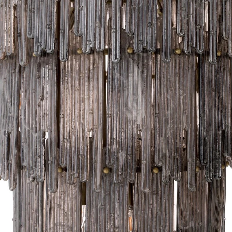 Casa Padrino Luxus Kronleuchter Grau / Messing Ø 116 x H. 153 cm - Runder Glas Kronleuchter - Wohnzimmer Kronleuchter - Hotel Kronleuchter - Luxus Möbel - Luxus Interior