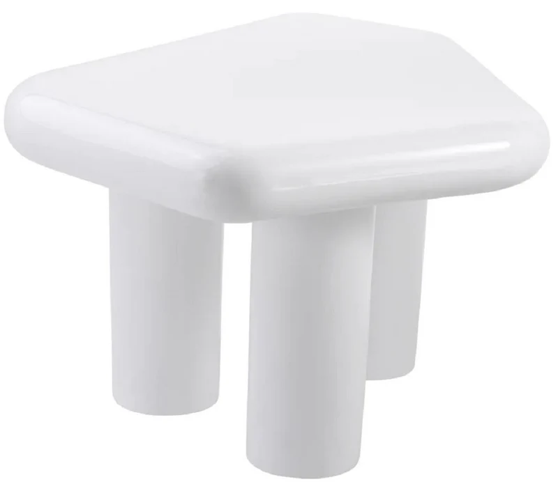 Casa Padrino Luxus Fiberglas Beistelltisch Hochglanz Weiß 85 x 62,5 x H. 41,5 cm - Fiberglas Tisch - Wohnzimmer Möbel - Hotel Möbel - Luxus Möbel - Fiberglas Möbel