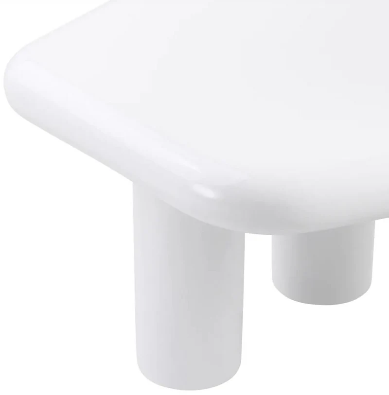 Casa Padrino Luxus Fiberglas Beistelltisch Hochglanz Weiß 85 x 62,5 x H. 41,5 cm - Fiberglas Tisch - Wohnzimmer Möbel - Hotel Möbel - Luxus Möbel - Fiberglas Möbel