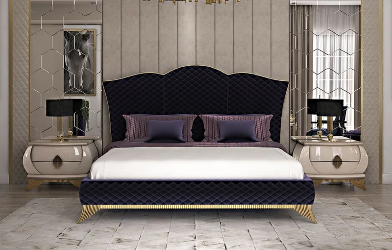 Casa Padrino Luxus Art Deco Nachtkommode Creme / Gold 75 x 50 x H. 55 cm - Eleganter Massivholz Nachttisch mit 2 Schubladen - Art Deco Schlafzimmer & Hotel Möbel - Luxus Kollektion