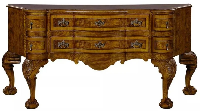 Casa Padrino Luxus Barock Sideboard Braun / Hellbraun - Prunkvoller Massivholz Schrank mit 6 Schubladen - Luxus Möbel im Barockstil - Barock Möbel - Edel & Prunkvoll