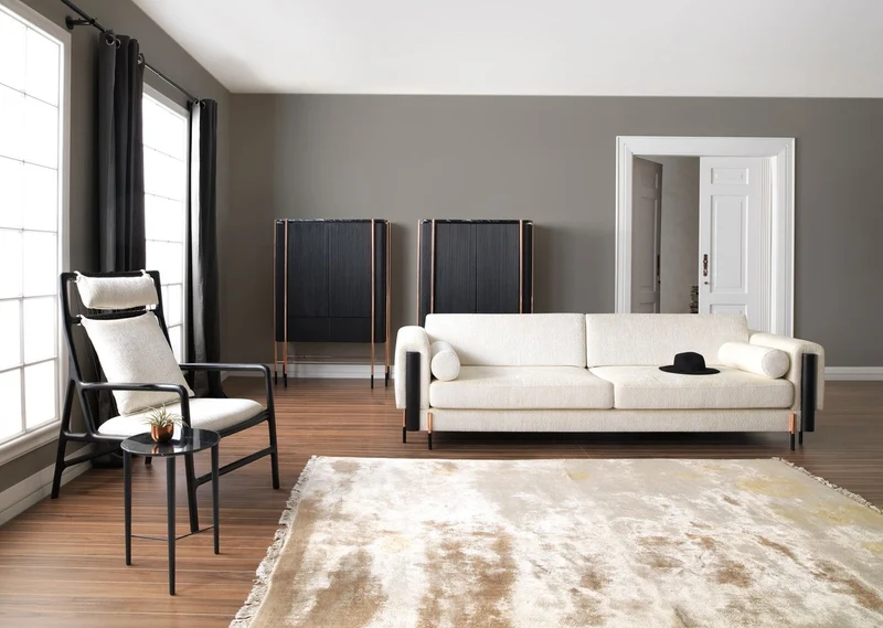 Casa Padrino Luxus Sessel Cremeweiß / Matt Schwarz 69 x 92 x H. 107 cm - Wohnzimmer Sessel - Hotel Sessel - Wohnzimmer Möbel - Hotel Möbel - Luxus Möbel - Luxus Einrichtung