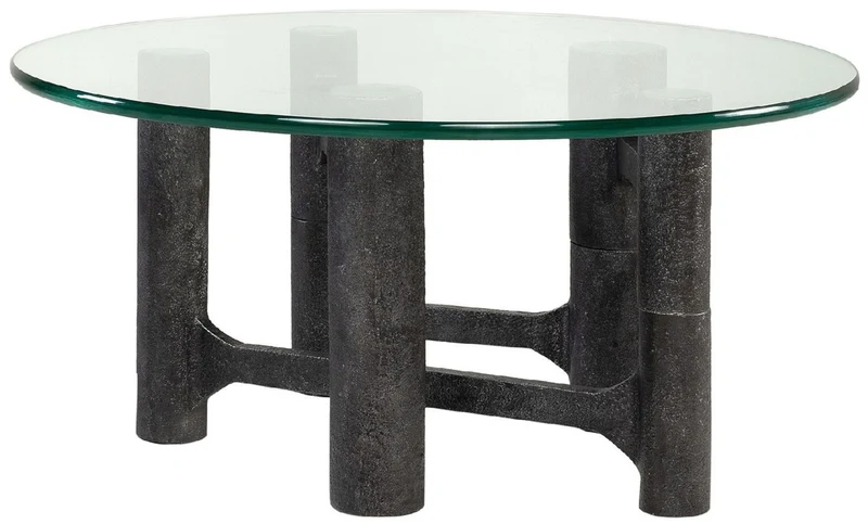 Casa Padrino Luxus Couchtisch Antik Schwarz Ø 75 x H. 35,5 cm - Runder Aluminium Wohnzimmertisch mit Glasplatte - Wohnzimmer Möbel - Luxus Möbel - Luxus Einrichtung