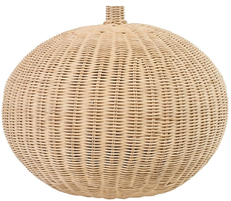 Casa Padrino Luxus Designer Stehleuchte Naturfarben Ø 60 x H. 225 cm - Runde Rattan Stehlampe - Wohnzimmer Stehleuchte - Luxus Leuchten - Luxus Stehleuchten