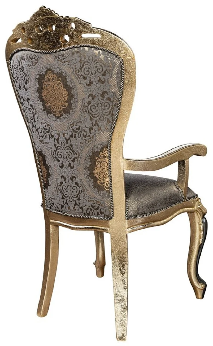 Casa Padrino Luxus Barock Esszimmer Stuhl 8er Set Lila / Antik Gold / Schwarz - Handgefertigte Barockstil Küchen Stühle - Luxus Barockstil Esszimmer Möbel - Barock Esszimmer Möbel