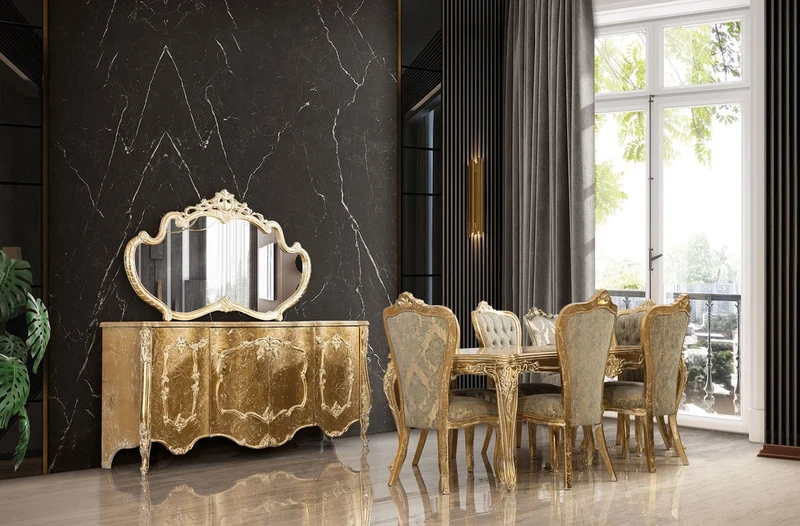 Casa Padrino Luxus Barock Esstisch Antik Gold - Rechteckiger Barockstil Küchentisch - Luxus Esszimmer Möbel im Barockstil - Barock Esszimmer Möbel - Barock Einrichtung