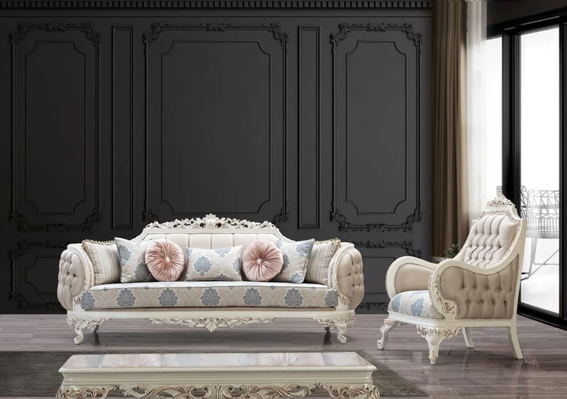Casa Padrino Luxus Barock Sessel Mehrfarbig / Creamweiß / Kupfer - Barockstil Wohnzimmer Sessel mit elegantem Muster - Luxus Wohnzimmer Möbel im Barockstil - Barock Einrichtung - Barock Möbel