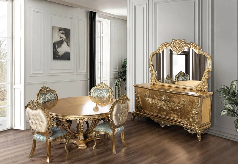 Casa Padrino Luxus Barock Esszimmer Stuhl 6er Set Türkis / Gold - Prunkvolle Barockstil Küchen Stühle - Luxus Esszimmer Möbel im Barockstil - Barock Esszimmer Möbel - Barockstil Möbel