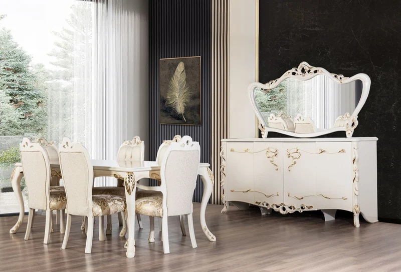 Casa Padrino Luxus Barock Sideboard Weiß / Gold - Barockstil Massivholz Schrank mit 4 Türen - Luxus Esszimmer Möbel im Barockstil - Barock Esszimmer Möbel - Barock Küchen Möbel