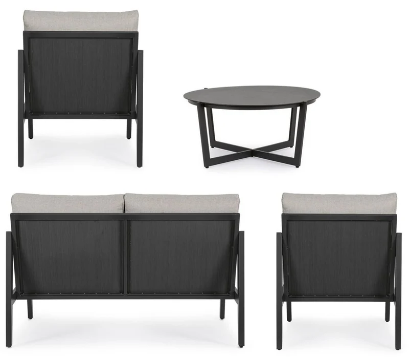 Casa Padrino Luxus Gartenmöbel Set Grau / Anthrazit - 1 Luxus Gartensofa & 2 Luxus Gartensessel & 1 Luxus Gartentisch - Garten Möbel - Hotel Möbel - Pool Möbel - Outdoor Möbel - Luxus Möbel