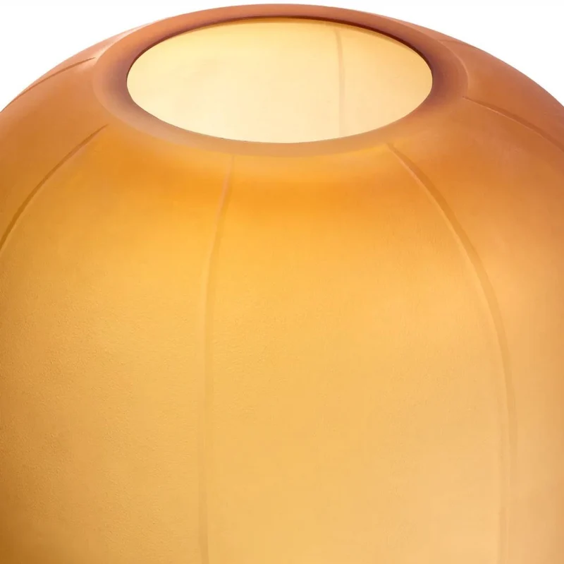 Casa Padrino Luxus Glas Vase Bernstein Ø 29 x H. 45,5 cm - Mundgeblasene Blumenvase - Runde Deko Blumenvase - Deko Accessoires - Deko Glas Vasen - Luxus Accessoires