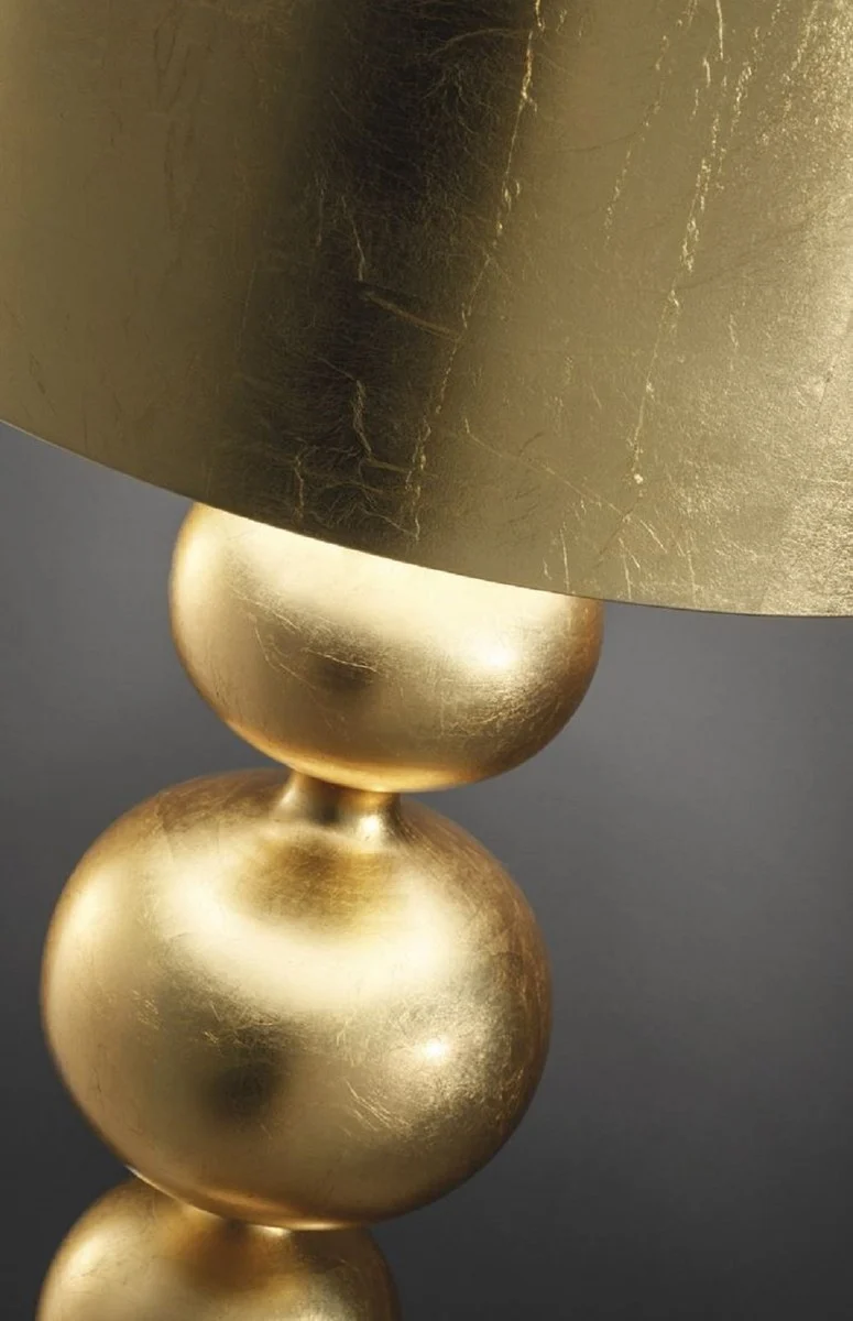 Casa Padrino Luxus Art Deco Stehleuchte Gold Ø 50 x H. 180 cm - Runde Art Deco Stehlampe mit Aluminium Lampenschirm - Luxus Stehleuchten - Luxus Qualität - Made in Italy