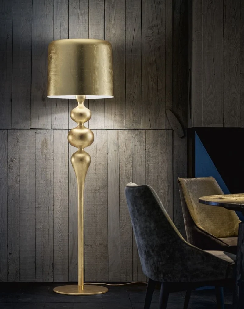 Casa Padrino Luxus Art Deco Stehleuchte Gold Ø 50 x H. 180 cm - Runde Art Deco Stehlampe mit Aluminium Lampenschirm - Luxus Stehleuchten - Luxus Qualität - Made in Italy