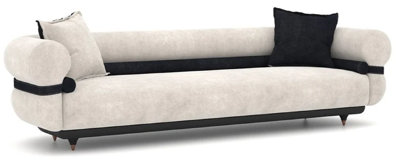 Casa Padrino Luxus Sofa Grau / Blau / Schwarz / Kupfer 260 x 88 x H. 65 cm - Wohnzimmer Sofa - Hotel Sofa - Wohnzimmer Möbel - Hotel Möbel - Luxus Möbel - Luxus Einrichtung