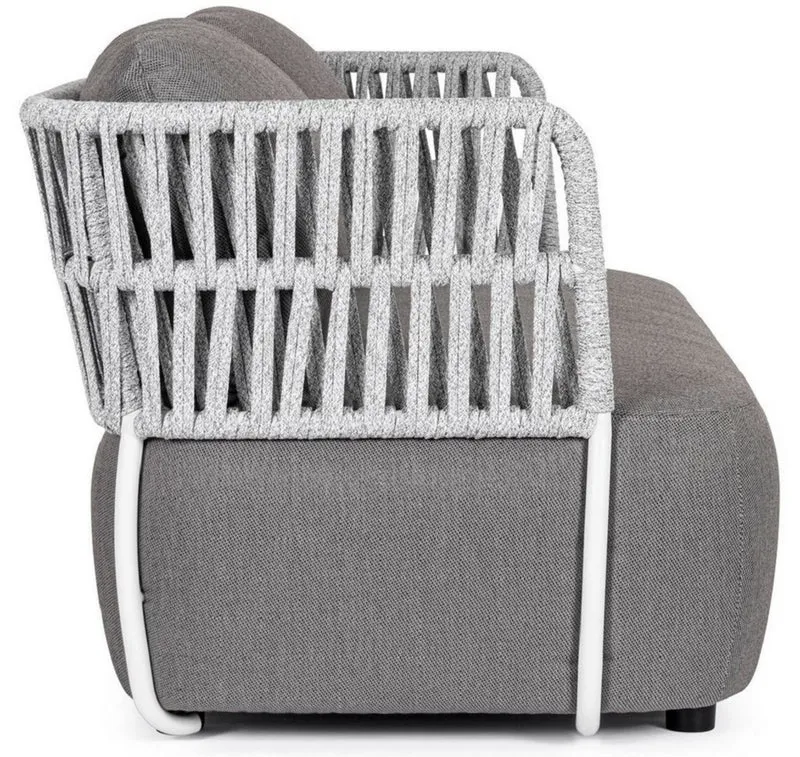 Casa Padrino Luxus Gartensofa Grau / Hellgrau / Schwarz 167 x 86 x H. 79 cm - Wetterbeständiges Garten Sofa - Terrassen Sofa - Garten Möbel - Terrassen Möbel - Outdoor Möbel