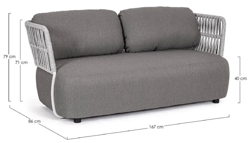 Casa Padrino Luxus Gartensofa Grau / Hellgrau / Schwarz 167 x 86 x H. 79 cm - Wetterbeständiges Garten Sofa - Terrassen Sofa - Garten Möbel - Terrassen Möbel - Outdoor Möbel