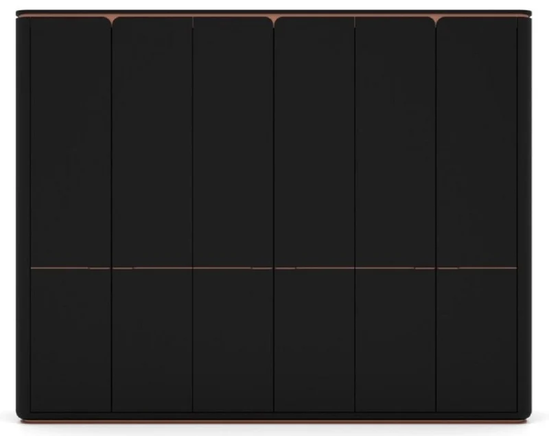 Casa Padrino Luxus Schlafzimmerschrank Schwarz / Kupfer 280 x 62 x H. 238 cm - Massivholz Kleiderschrank mit 6 Türen - Schlafzimmer Möbel - Hotel Möbel - Luxus Möbel